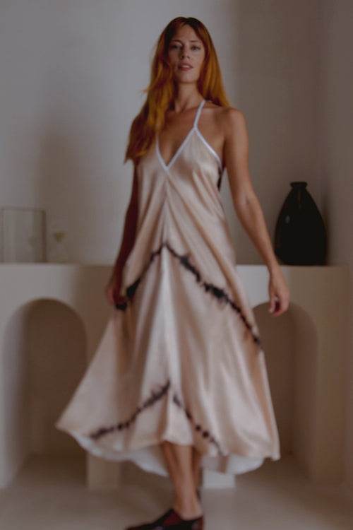 Altair Silk Halter Dress in Shibori - Big J's Showstoppin' Store